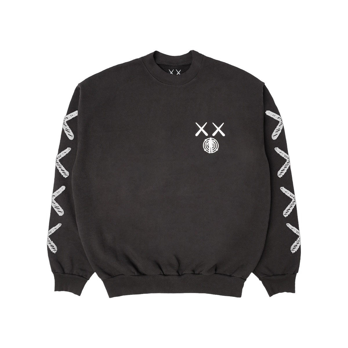KAWS For Kid Cudi Moon Man Back Print Crewneck Sweatshirt Vintage Black