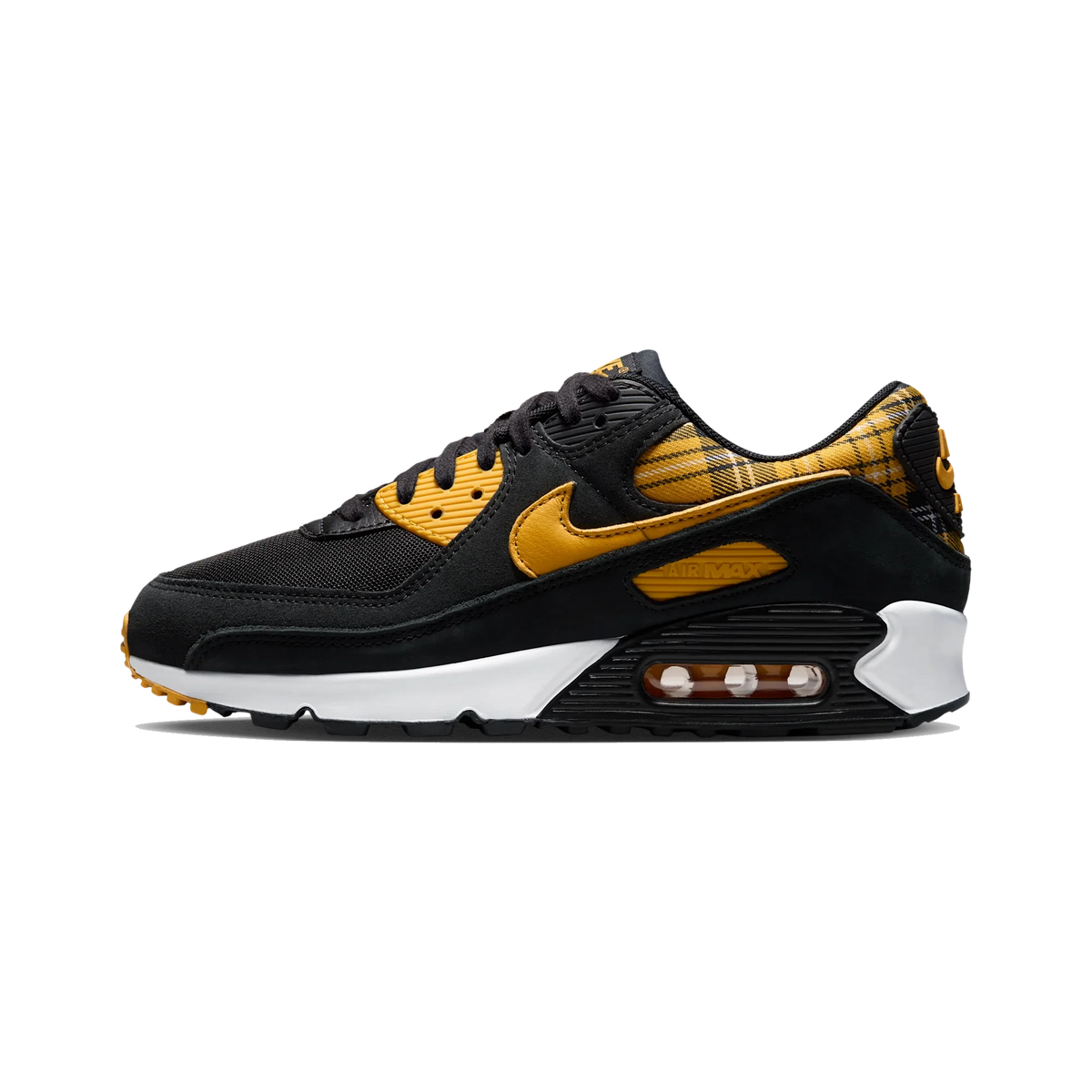 Nike Air Max 90 Black Yellow Ochre Plaid (Women's)