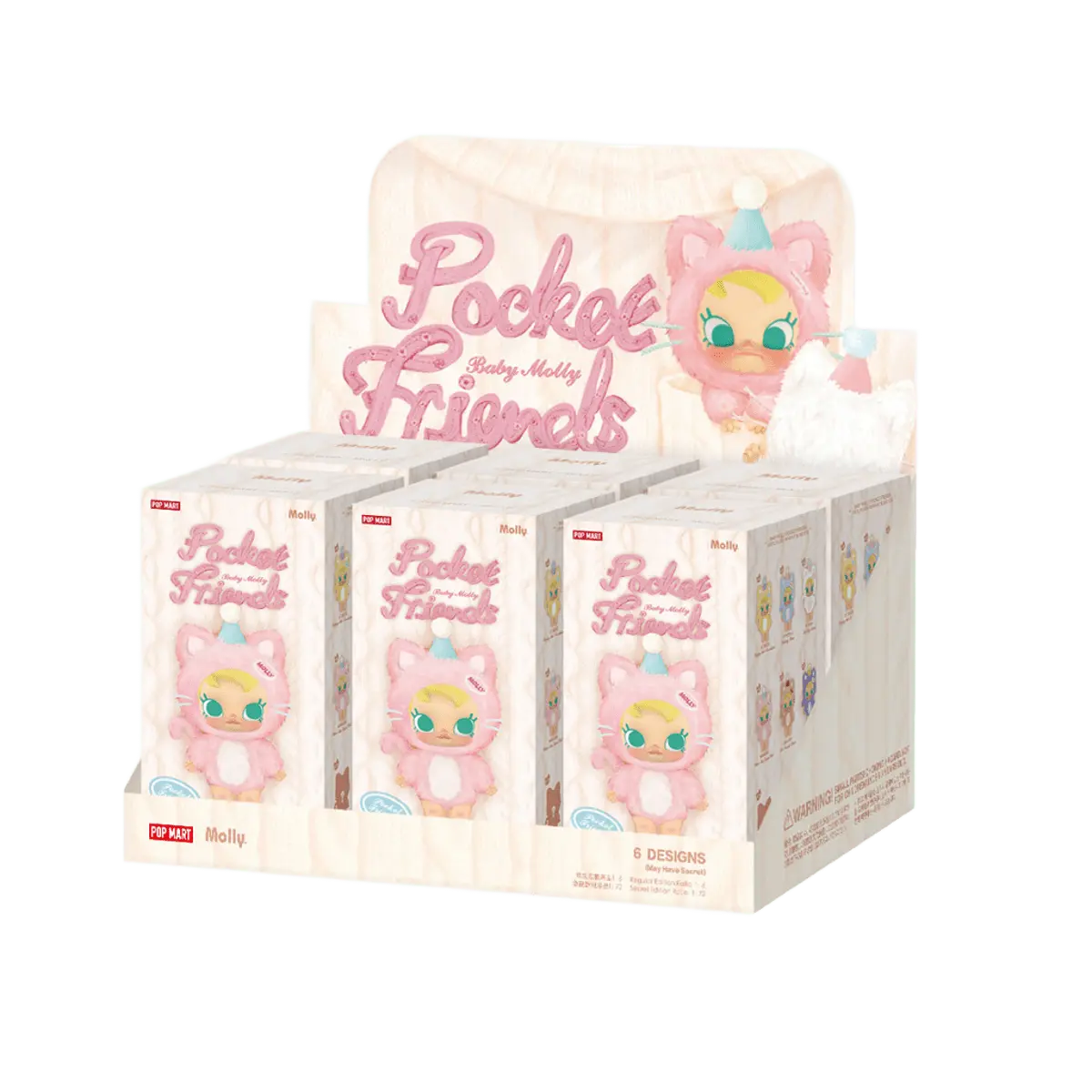Pop Mart Baby Molly Pocket Friends Series Vinyl Plush Pendant Sealed Case (6 Blind Box)