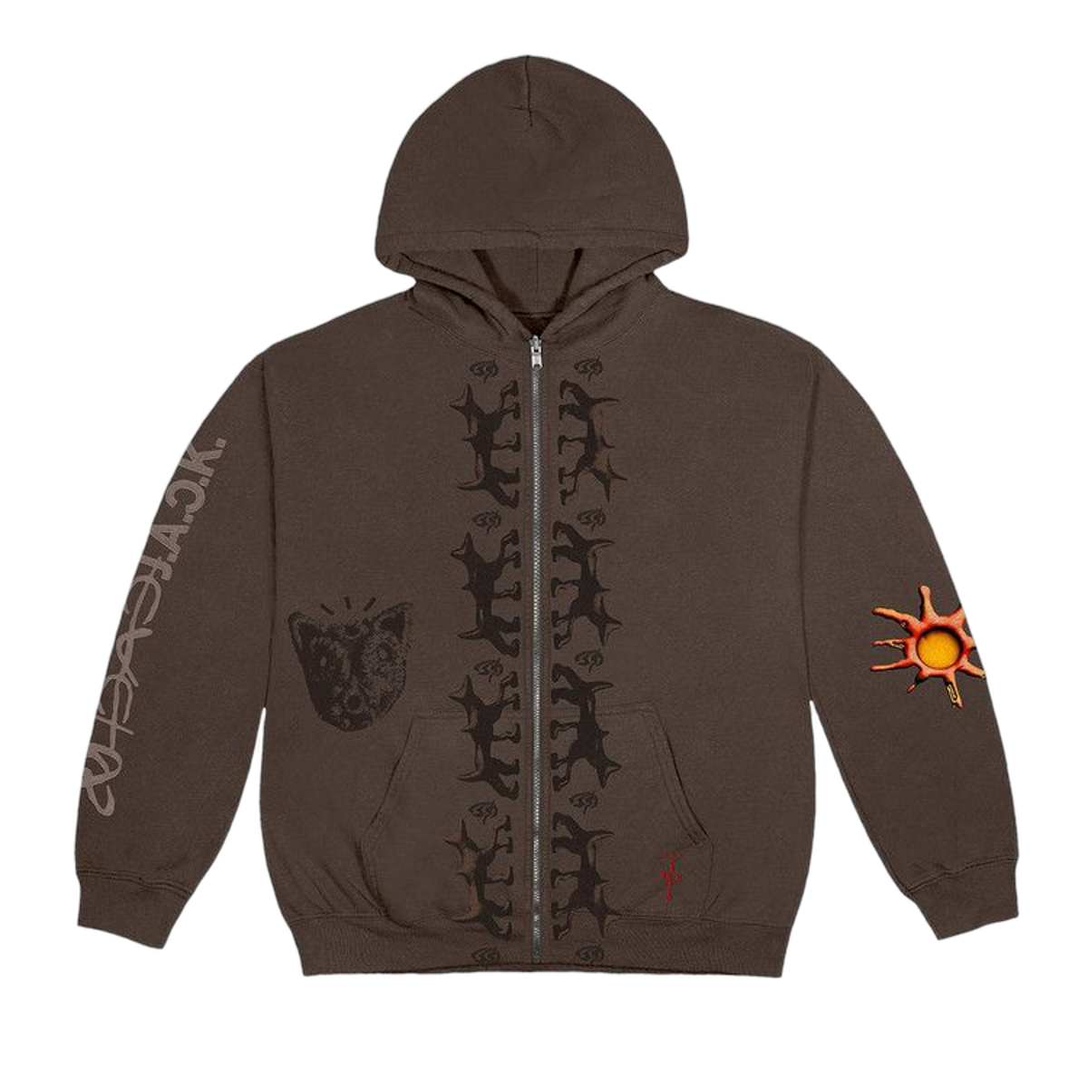 Cactus Jack by Travis Scott Reverse Dog Zip Up Hoodie Brown