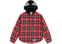 Sp5der Hooded Zip Flannel Shirt Jacket Red Plaid