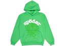 Sp5der Rhinestone Web Hoodie Slime Green