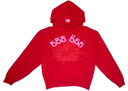 Sp5der Worldwide Red Angel Number 555 Hoodie Red