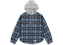 Sp5der Hooded Zip Flannel Shirt Jacket Blue Plaid