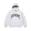 Supreme Cracked Raglan Zip Up Hooded Sweatshirt Ash Grey