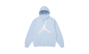 Supreme x Air Jordan Zip Up Hooded Sweatshirt Light Blue