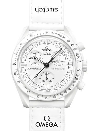 Swatch x Omega Bioceramic Moonswatch Mission To Moonphase Snoopy White Next Step