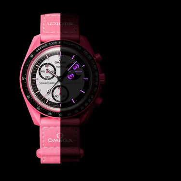Swatch x Omega Bioceramic Moonswatch Mission to the Pink Moon Next Step