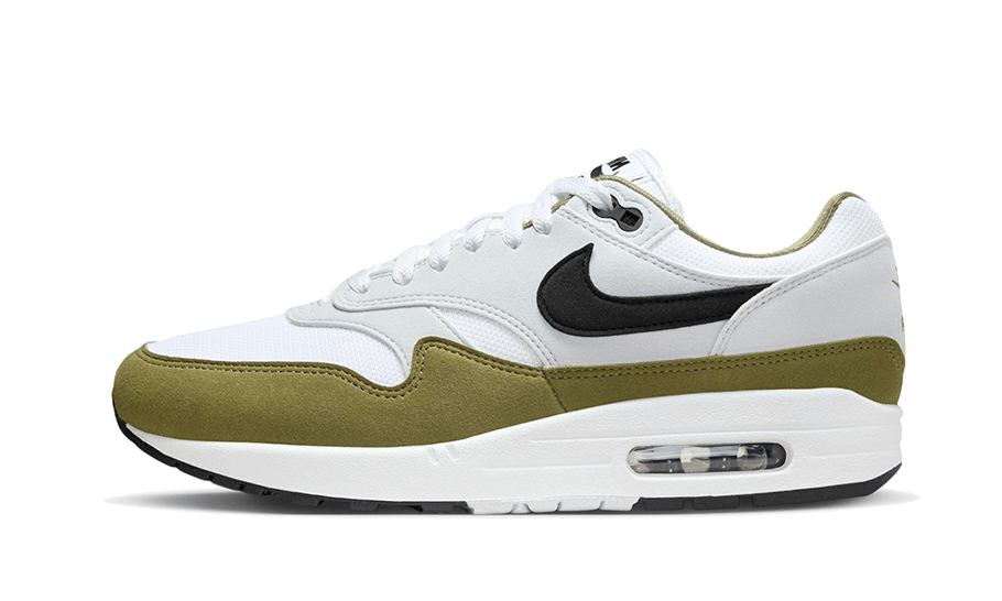 Nike Air Max 1 White Black Medium Olive Next Step